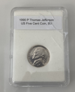 1990 P Jefferson US Five Cent Coin