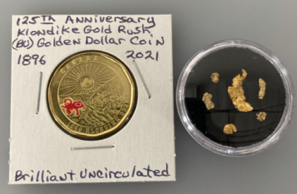 (6) Alaska/ Klondike Natural Gold Nuggets and Gold Rush Coin