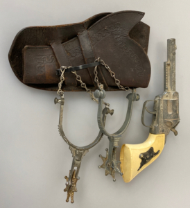 Vintage Cap Gun with Holster and Pair of Toy Spurs