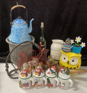 Assorted Decorative Glassware & Christmas Decor