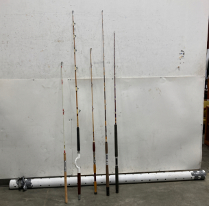 Fishing Pole Storage And (5) Fishing Poles