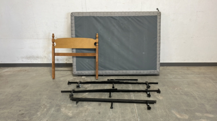 Double Sized Box Spring, Bed Frame, & 39"x39" Wooden Headboard