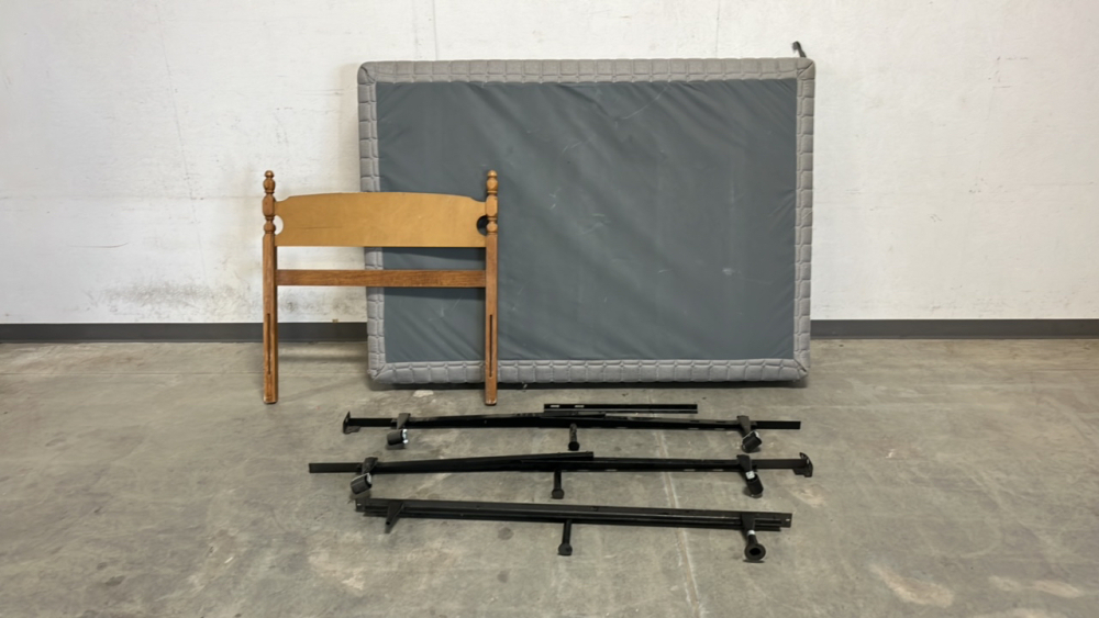 Double Sized Box Spring, Bed Frame, & 39 x39 Wooden Headboard
