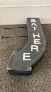Large &ldquo;Eat Here&rdquo; Arrow Sign