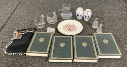 Books And Kitchen Assorted Glassware