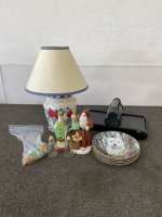 Assorted Home Goods Including Marbles, Collectible Plates, Lamp and More