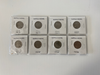 Set of (8) 1900s Buffalo Nickels