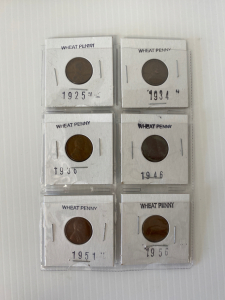 (6) Wheat Pennies 1925-1956