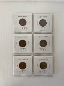 (6) Wheat Pennies 1920-1954