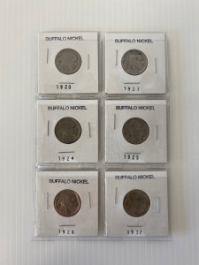 (6) Buffalo Nickels 1920-1937