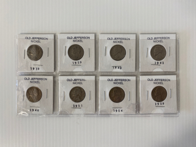 (8) Jefferson Nickels 1939-1959