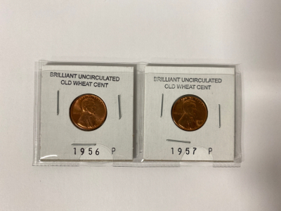 1956-P and 1957-P Brilliant Uncirculated Wheat Cents