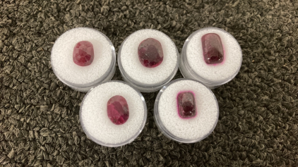 (5) Faceted And Smooth Ruby Cabochons