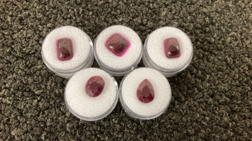 (5) Faceted And Smooth Ruby Cabochons