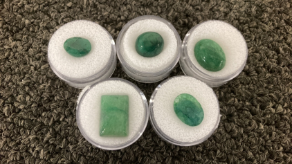 (5) Brazilian Emerald Cabochons