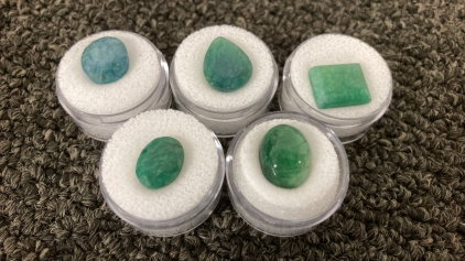 (5) Brazilian Emerald Cabochons