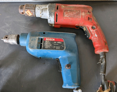 Bosch 3/8" Drill, Milwaukee &frac12;" Drill