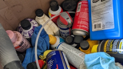 Large Box of Assorted Cleaners, Fluids, Filters, Accessories, More