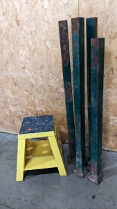 10"x15"H Metal Stool, 39" & 43" Steel Posts/Stands