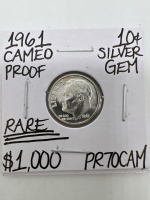 1961 PR70CAM RARE CAMEO GEM PROOF SILVER DIME