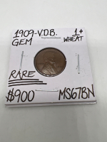 1909-V.D.B. MS67BN RARE 1ST YEAR GEM WHEAT PENNY