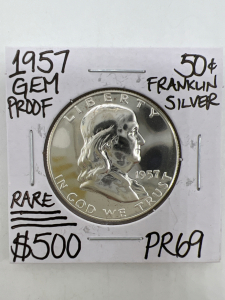 1957 PR69 RARE GEM PROOF FRANKLIN HALF DOLLAR