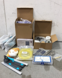 Filters, Pump Replacement Parts, Box of Shelf Bracket Pegs, (3) Bevel Gauges and more