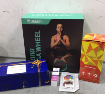 Yoga Wheel, Crystal Healing Set, Himalayan Salt Lamp, and more