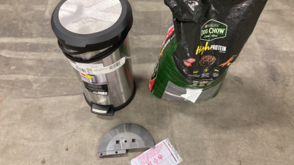 Mainstays Trash Can + 50lb Purine Dog Chow, And More