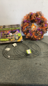 (3) Floral Garden Wreath Form (2) Halloween Drape Lights (1) Halloween Wreath