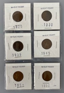 (6) Old Wheat Pennies