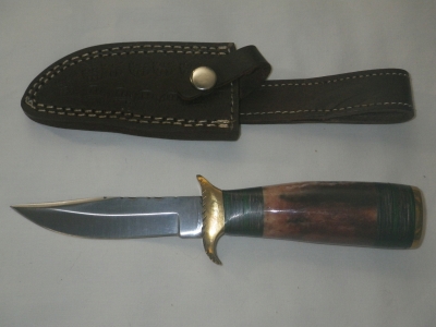 Stainless Custom Bone Handled Knife with Nice Sheath