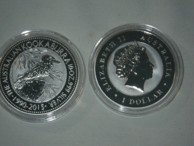 (2) PLATED Silver Kookaburra Coins