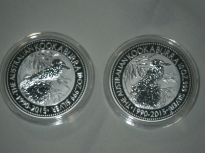 (2) PLATED Silver Kookaburra Coins