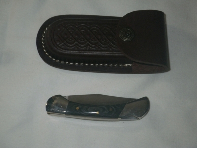 New Stainless Folding Pocket Knife with Leather Case