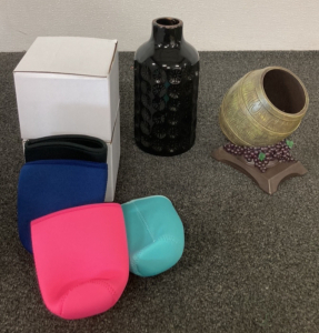 Ceramic Vase, Wine Bottle Holder, And Tumbler Koozies