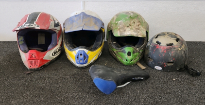 (3) Dirt Bike Helmets & (1) Bicycle Helmet