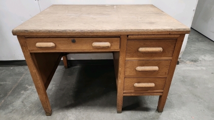 Vintage Wood Desk & Drafting Table