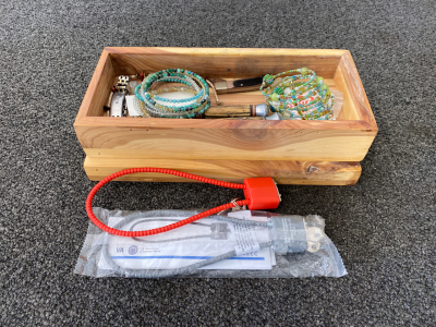 Wooden Box with Collectibles