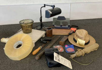 Paper Cutter, Stereo Radio Recorder, Horse Shoes Supplies, Lamp, And More