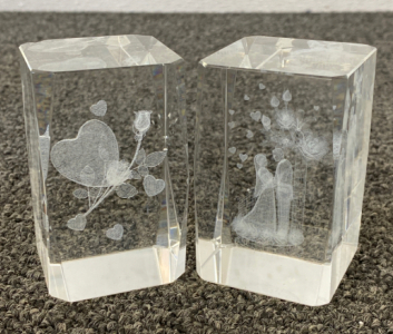 (2) Crystal 3D Figurines