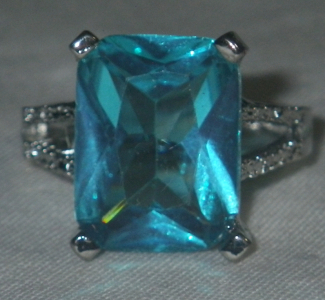 Blue Topaz 925 Silver Ring Size 9