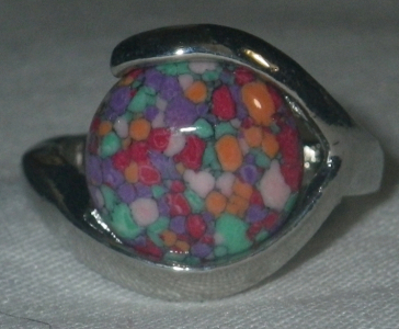 925 Silver Ring with Coral Size 6