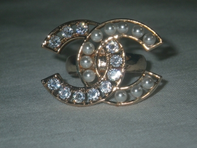 "Gucci" Design Ring Gold-Toned Size 7