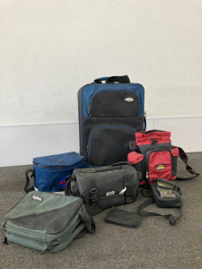 Suitcase And (4) Lunch Bags