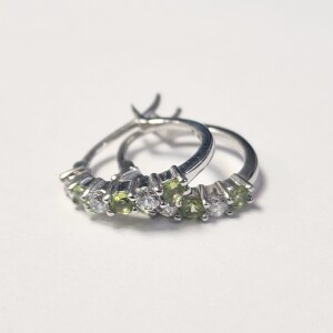 Silver Peridot Hoop Earrings