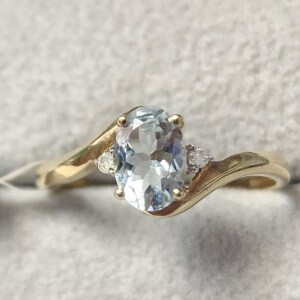 $1260 10K Aquamarine(1ct) Diamond(0.02ct) Ring