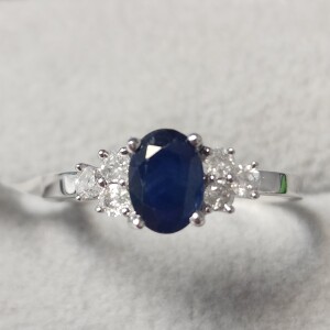 $1905 10K Sapphire(1ct) Diamond(0.2ct) Ring
