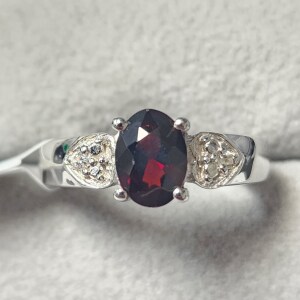 $300 Silver Garnet And Cz Ring