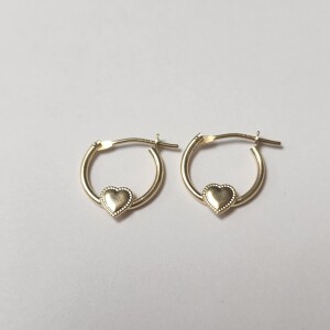$150 14K Heart Mini Hoop Earrings